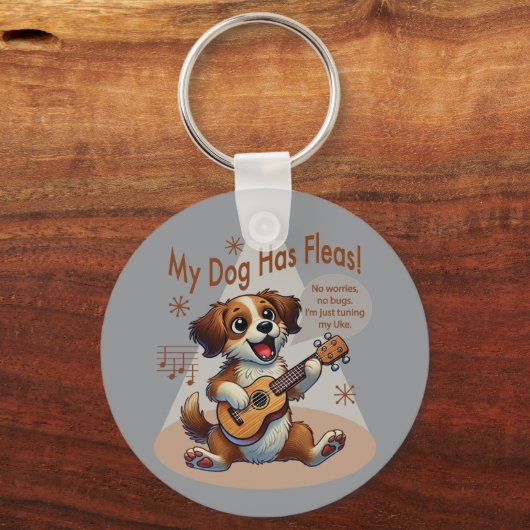 Porte-clés Mon Chien A Fleas Ukulele Tuning Chanson (Recto)
