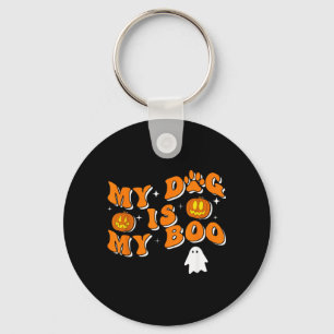 Porte-clés Mon chien est mon Boo Groovy Ghost Dog Halloween D