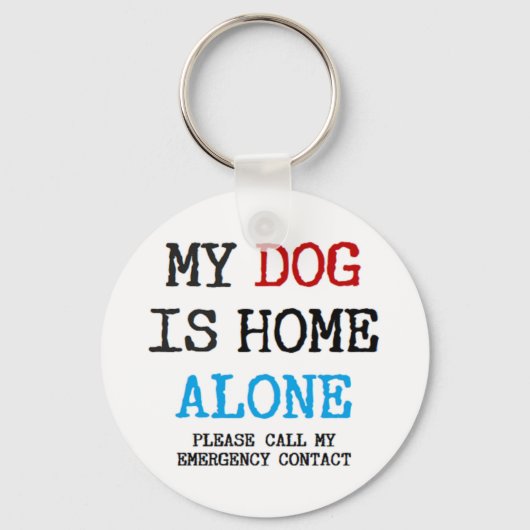 Porte-clés mon chien est seul à la maison (Recto)