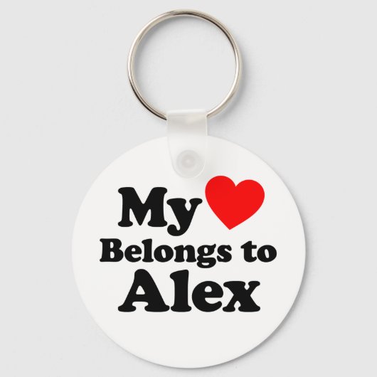 Porte-clés Mon coeur appartient à Alex (Recto)
