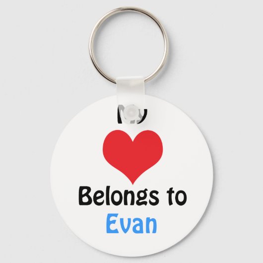 Porte-clés Mon coeur appartient à Evan (Recto)