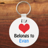 Porte-clés Mon coeur appartient à Evan (Recto)