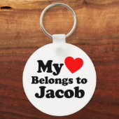 Porte-clés Mon coeur appartient à Jacob (Recto)