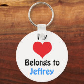 Porte-clés Mon coeur appartient à Jeffrey (Recto)