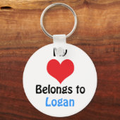 Porte-clés Mon coeur appartient à Logan (Recto)