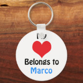 Porte-clés Mon coeur appartient à Marco (Recto)
