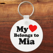 Porte-clés Mon coeur appartient à Mia (Recto)
