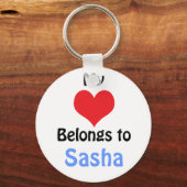 Porte-clés Mon coeur appartient à Sasha (Recto)