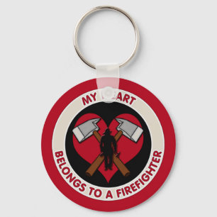 Porte-clés Mon coeur appartient à un sapeur-pompier