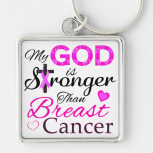 Porte-clés Mon Dieu est plus fort que le cancer du sein