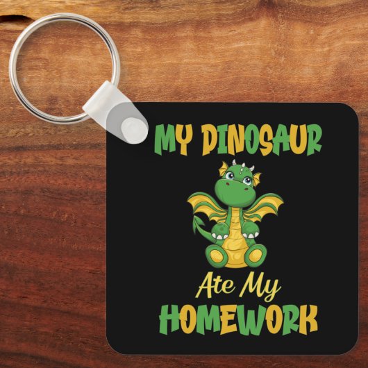 Porte-clés Mon dinosaure a mangé mes devoirs (Recto)