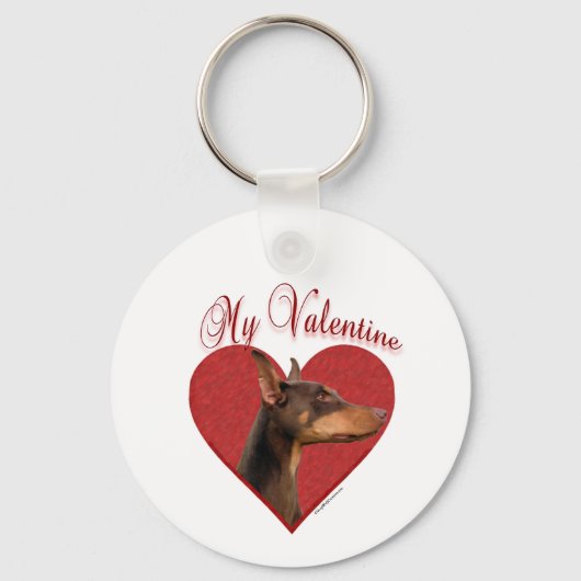 Porte-clés Mon Doberman Rouge Valentine (Recto)