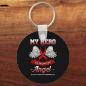 Porte-clés Mon Héros Est Maintenant Mon Ange Cancer Sang Canc (Recto)