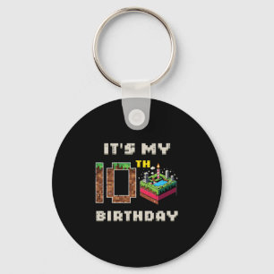 Porte-clés Mon jeu pixel de 10 ans d'anniversaire 10 Gâteau G