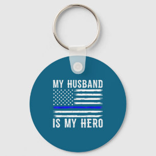 Porte-clés Mon mari mon héros ligne bleue fine police agent w