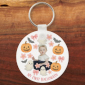 Porte-clés Mon premier Halloween | Mignonne Citrouille et Gui (Verso)