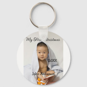 Porte-clés Mon premier Noël ajoute nom de bébé date année pho