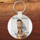 Porte-clés Mon premier Noël ajoute nom de bébé date année pho (Recto)