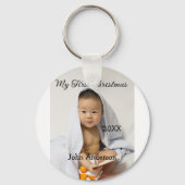 Porte-clés Mon premier Noël ajoute nom de bébé date année pho (Verso)
