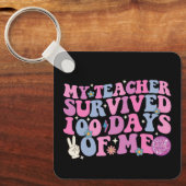 Porte-clés Mon professeur a survécu 100 jours de moi disco gr (Recto)