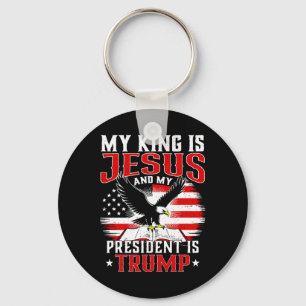 Porte-clés Mon roi est Jésus et mon président est Trump