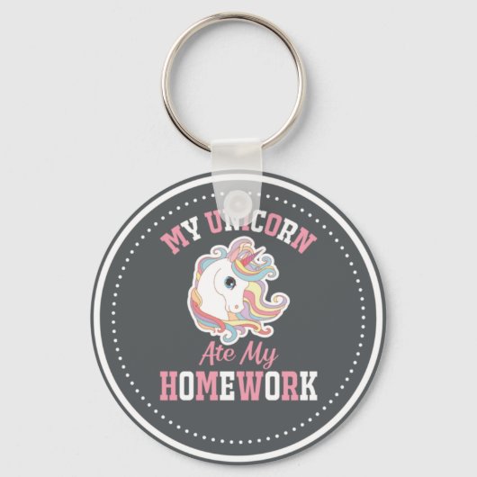 Porte-clés Mon Unicorne A Mangé Mes Devoirs (Recto)