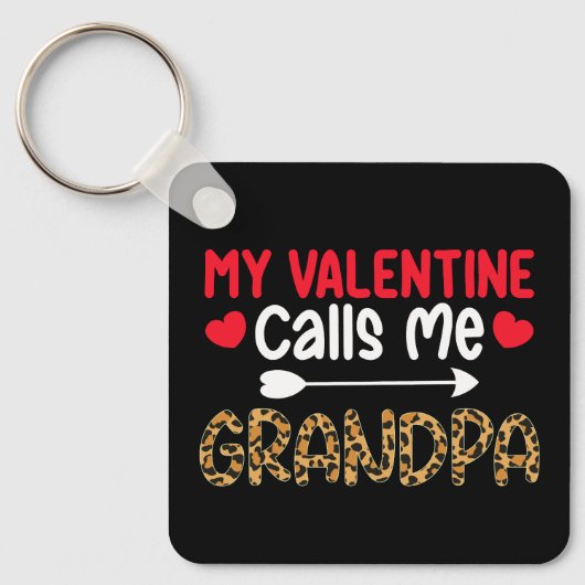 Porte-clés Mon Valentin m'appelle Grand-père Léopard Buffle (Recto)