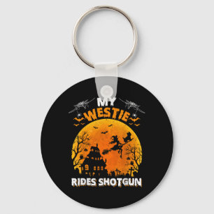 Porte-clés Mon Westie Ride Shot Drôle de chien Westie Hallowe