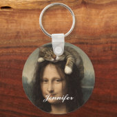 Porte-clés Mona Lisa avec chat endormi (Recto)