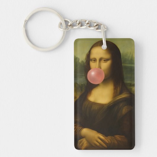 Porte-clés Mona Lisa soufflant de bulle rose (Devant)