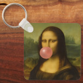 Porte-clés Mona Lisa soufflant de bulle rose (Recto)