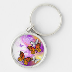Porte-clés Monarch Butterflies on Purple Background