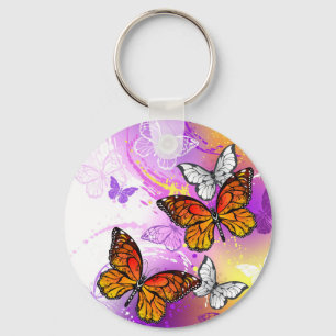 Porte-clés Monarch Butterflies on Purple Background