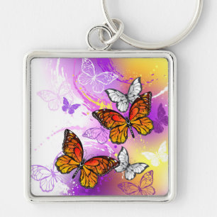 Porte-clés Monarch Butterflies on Purple Background