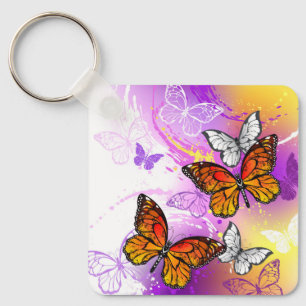 Porte-clés Monarch Butterflies on Purple Background
