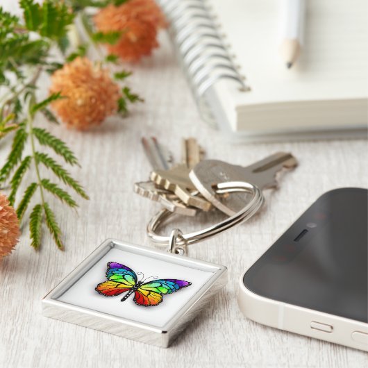 Porte-clés Monarque papillon arc-en-ciel (Côté)