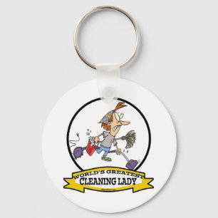 PORTE-CLÉS MONDE LE PLUS GRAND NETTOYAGE LADY CARTOON