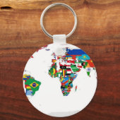Porte-clés Monde marqué - Carte des drapeaux du monde (Recto)