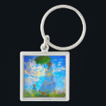 Porte-clés Monet Woman avec un parasol<br><div class="desc">Un porte - clé de portrait familial,  avec Camille,  épouse de Claude Monet,  tenant un parasol,  et son fils Jean,  se promène dans un champ vert vif soufflé par le vent pendant une journée d’été. Un grand cadeau Monet pour les amateurs d'impressionnisme et d'art français.</div>