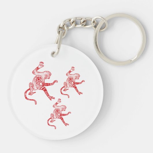 Porte-clés Monkey mandala Circle (double face) Porte - clé (Dos)