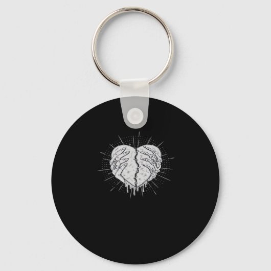 Porte-clés Monochrome Squelette Main Avec Coeur Classique (Recto)