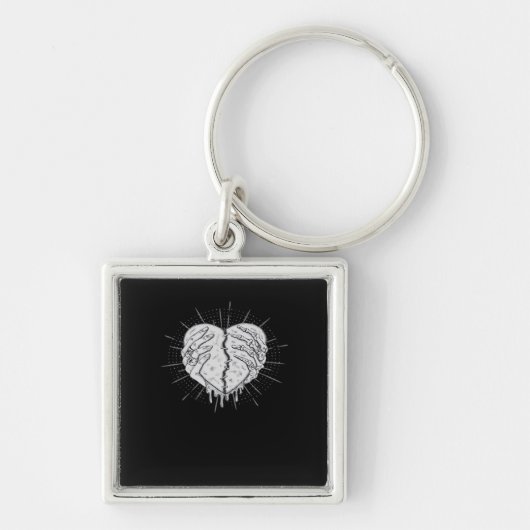 Porte-clés Monochrome Squelette Main Avec Coeur Classique (Devant)