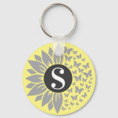 Porte-clés Monogram and Name Sunflower and Butterfly Keychain (Recto)