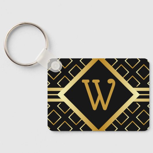 Porte-clés Monogram BLACK and FAUX Gold with INITIAL Only (Verso)