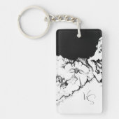 Porte-clés Monogram Black & White Original Stipple Art Floral (Devant)