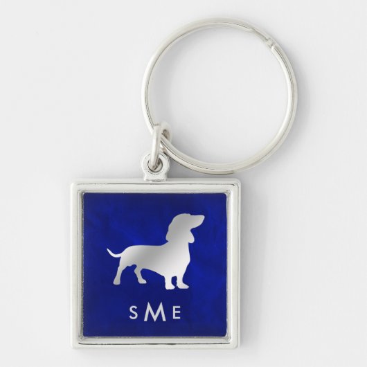 Porte-clés Monogram Blue Silver Dachshund (Devant)