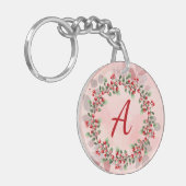 Porte-clés Monogram Christmas Berry Wreath (Devant gauche)