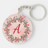 Porte-clés Monogram Christmas Berry Wreath (Dos)