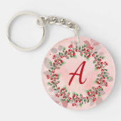 Porte-clés Monogram Christmas Berry Wreath (Devant)