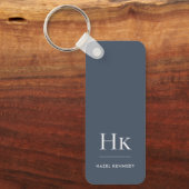 Porte-clés Monogram Classic Modern Minimalist Navy and White (Recto)